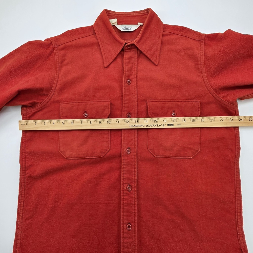 Vtg Americana Workwear Woolrich Chamois Shirt Men’s L Red Heavyweight Heritage - Picture 10 of 13
